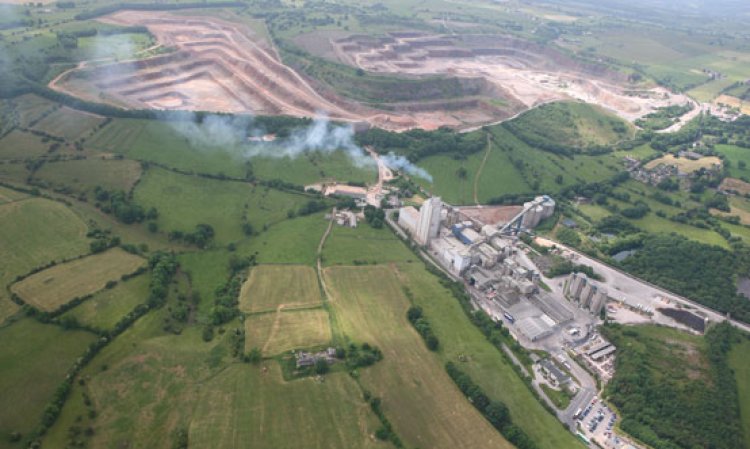 The entire Cauldon site at a glance, with the plant’s main limestone quarry seen at the top left.