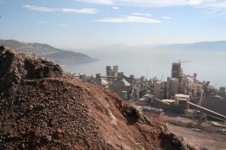 The stunning view from the top of Nuh Cimento's marl and limestone quarry, looking over the plant and out to the Marmara Sea.