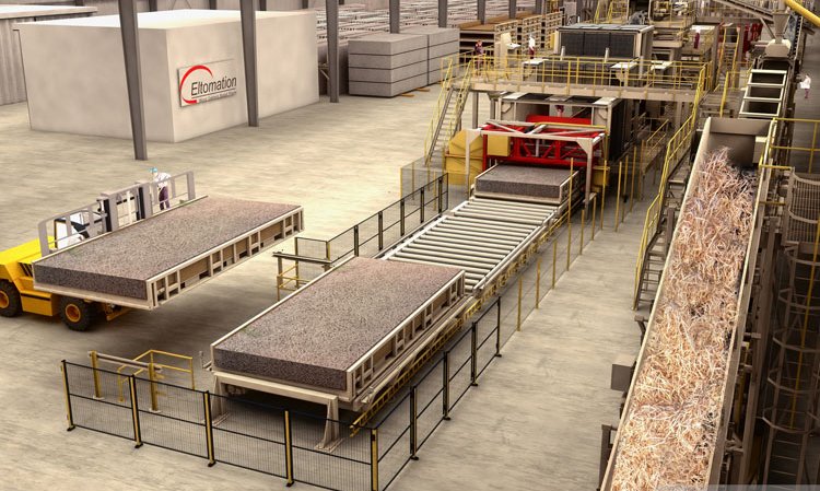 Computer-generated impression of a fully-automated large wall element line.