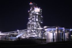 Even at night, there is no mistaking the Midlothian plant of Ash Grove Cement.
