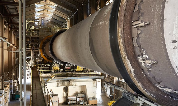 View along the covered 55m-long kiln.