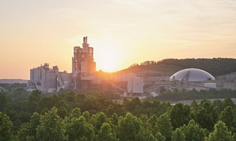 View over the Ste Genevieve plant at sunset.