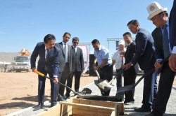 Figure 9: Kyrgyzstan's First Vice Prime Minister Tayirbek Sarpashev (far left) and Business Counsellor with the Chinese Embassy in Kyrgyzstan, Sun He (third from the right), attended the ground-breaking ceremony of the Zeth Cement plant in Kemin, Chui, Kyrgyzstan on 29 August 2014.