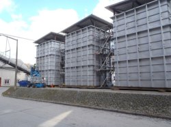 Figure 4: Three out of five reaction towers during assembly on site.