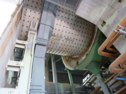 The KHD raw meal grinding section is an unusual Tandem design. It comprises a 720t/hr dryer/crusher and 360t/hr ball mill (pictured).