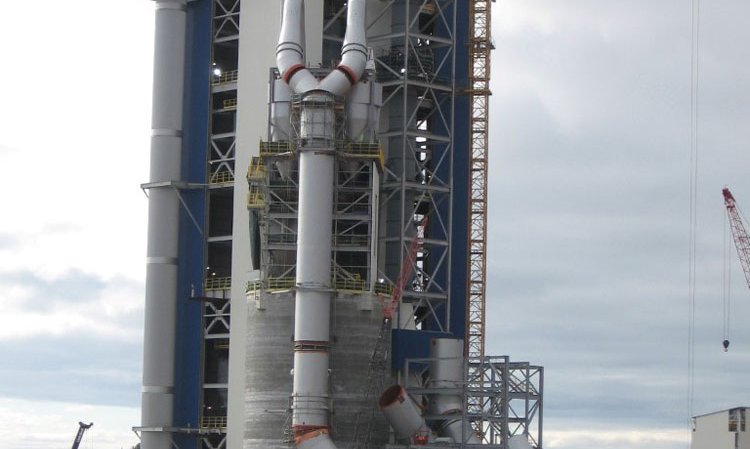The preheater tower at the McInnis Cement plant in  Port-Daniel-Gascons, Quebec, as seen in late October 2016. The plant was reported to be 75% complete by November 2016 and is expected to start production in the first half of 2017. Source: McInnis Cement website.