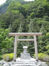 A Shinto shrine at the Ryougami-Kougyou quarry. Workers make offerings at the shrine to bring good luck and safety.