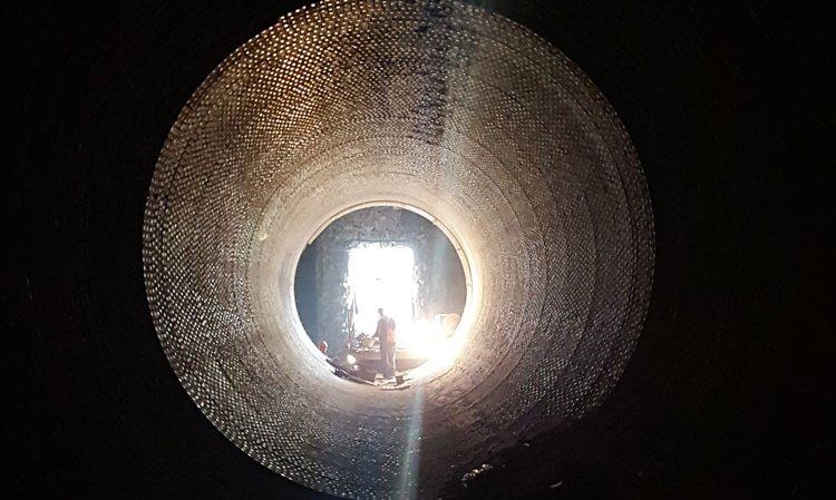 Rebricking of the kiln at Fushë Krujë Cement Factory.
