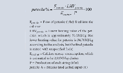 Equation 2: The estimated amount of RDF fired was calculated according to the percentage of fuel input to each calciner that originated from the petcock.