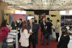 The Claudius Peters (left) and Densit (right) stands in the busy exhibition area.