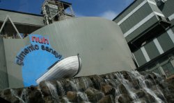 The side of the Nuh Cimento cement plant in Hereke, to the east of Istanbul. Nuh Cimento literally translates as 'Noah's Cement' after its founder, who took inspiration from Noah's Ark for the company's logo.