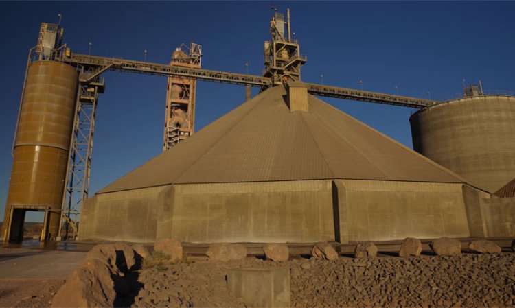 Clinker storage facilities.