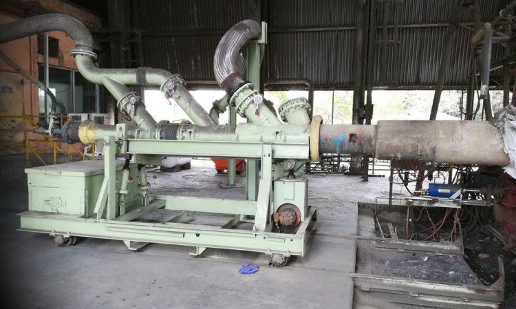 Eastern view of the old burner set up, with main gas and air connections.