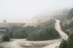 The mist descends over the Lafarge Mannersdorf limestone quarry. Since 1986 a mobile crusher has linked the 1.5km-long limestone conveyor to the main plant site.