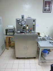 A high-temperature, high-pressure piece of apparatus is used to test the setting characteristics of OCC's OWC under the conditions that are similar to those found in a real oil or gas well.