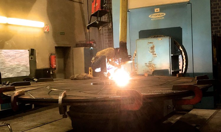 Welding an impeller section. The company is looking to automate some welding with the purchase of a robotic welding machine later in 2018.