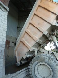 One of Akmenes Cementas' fleet of BELAZ haulage trucks for limestone and clay.