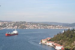 The Bosphorus, between Europe (left) and Asia (right) separates the two sides of Istanbul, the largest city in Turkey.
