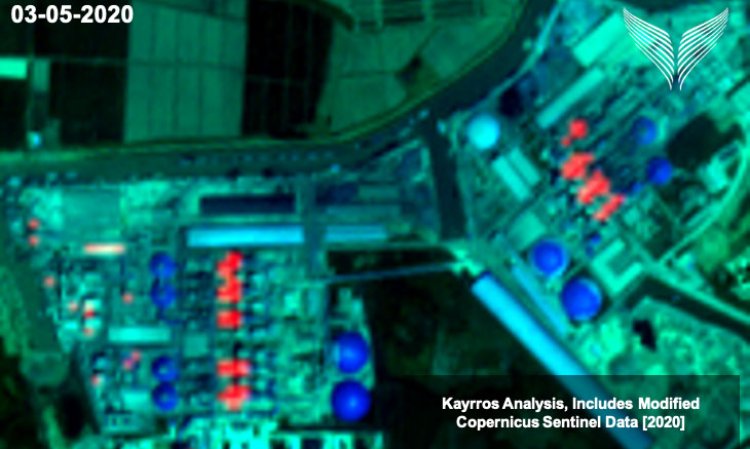 Figure 5: Series of images of a Chinese cement plant at various times between late 2019 and mid 2020. This shows the clear changes as a result of lockdowns in early 2020 and subsequent reopening of the plant later in the year, demonstrating the power of Kayrros’ cement kiln data. Source: Kayrros. Contains modified Copernicus Sentinel Data.
