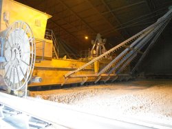 The FLSmidth limestone stacker-reclaimer is completely automated.