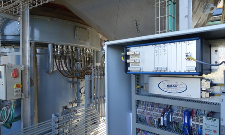 A DALOG DAMASTA cabinet next to a vertical roller mill.