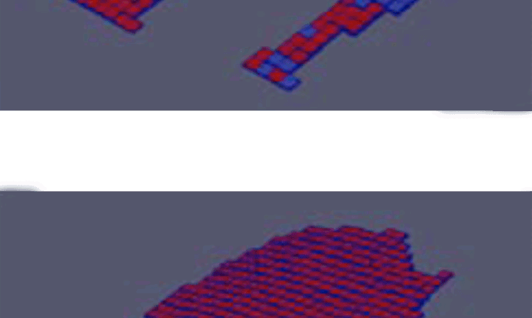 Figure 9: The use of the clay deposit with 1.5% of purchased sand is about 60% (top picture) and is 85% without any purchased sand (bottom picture). Red blocks are proposed for extraction.