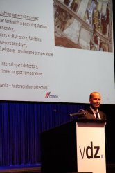 Jaroslaw Sawecki of Cemex Poland, speaks about the new drum drier at Chelm.