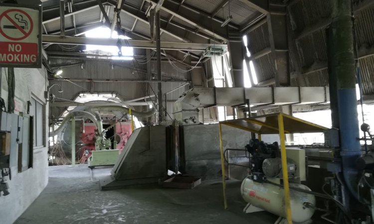 Back view showing the modified kiln hood - old burner.