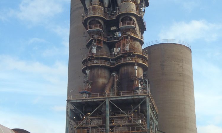 View of the Prachovice plant’s preheater tower, an unusual one-and-a-half stage cyclone / shaft hybrid from PSP Engineering.