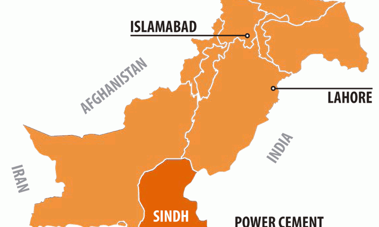 Map of Pakistan showing the location of Power Cement.