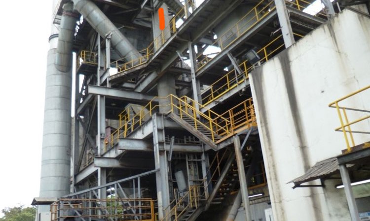 A coal grinding system with a mill-to-bag house riser duct (marked with red line) that is very long. Through it, unmitigated flame front propagation could reach a velocity too high for the installed protection to effectively protect the bag house. This is a typical situation and it needs to be corrected.