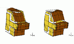 Limit positions of casing operation oscillation shape on fourth harmonic component of tooth frequency of mill girth gear. Undeformed casing is shown by a dashed line.