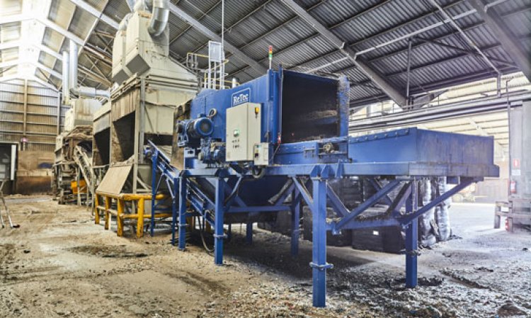 View of the ReTec bale-opener at Aalborg Portland in Denmark.