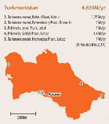 Figure 14: Integrated cement plants in Turkmenistan in 2015. Source: The Global Cement Directory 2016.