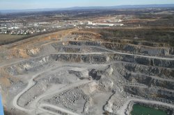 From the top of the preheater tower, one can get a sense of Martinsburg's extensive (and deep) limestone quarry.