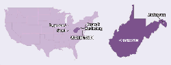 Locaton of the Essroc Cement plant in Martinsburg, West Virginia, USA