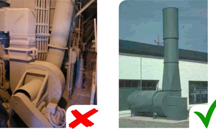 Figure 10: The output of this fan is forced not only to turn the wrong way out of the exhaust, but to do so at right angles!