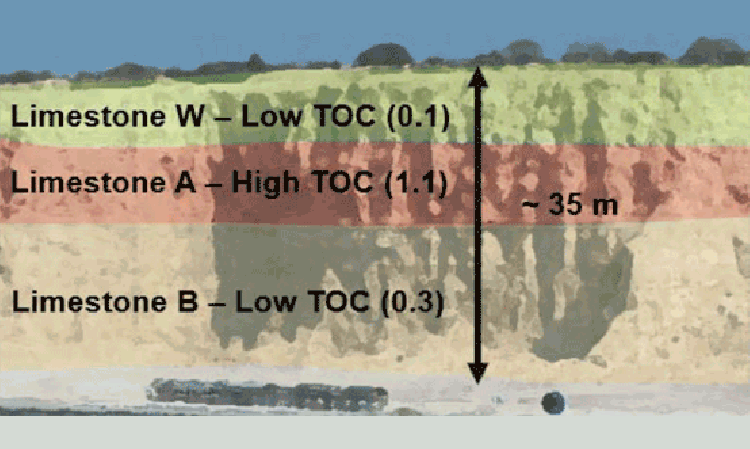Figure 1: TOC levels vary within the limestone quarry.