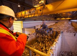 Internal view of the biological treatment area at an Entsorga MBT plant in Westbury, Wiltshire, UK.