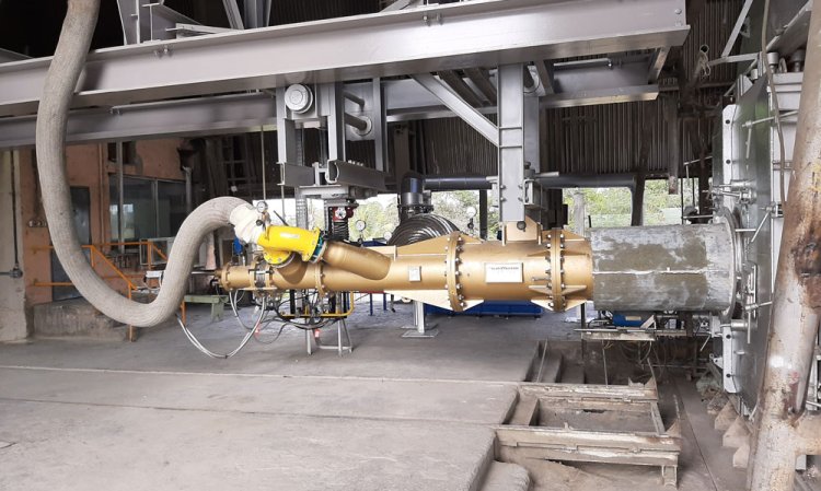 Eastern view of the new burner set up, with main gas and air connections.