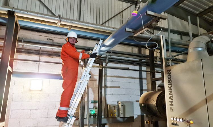 Adrian Alford, Innovatium’s CTO, connecting PRISMA to the Cauldon plant’s compressors. Photo: Simon Branch, Innovatium.