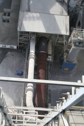The FLSmidth kiln and bypass from the top of the preheater tower at the Essroc Martinsburg plant in West Virginia.