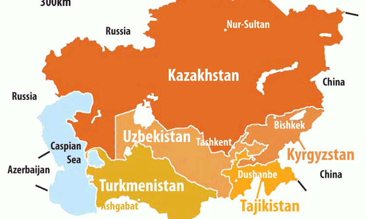The Stans are Kazakhstan, Kyrgyzstan, Tajikistan, Turkmenistan and Uzbekistan.