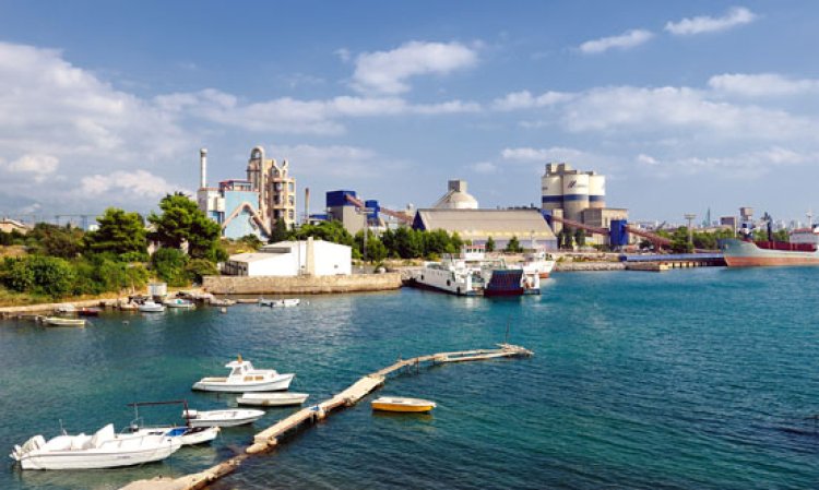 Cemex Croatia's Sv Juraj plant in Kaštel Sućurac, Kaštela, as seen looking out over Kaštel Sućurac bay.