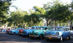 Street scene in Havana, capital of Cuba. Sanctions mean that the majority of cars in the country date from the 1950s.