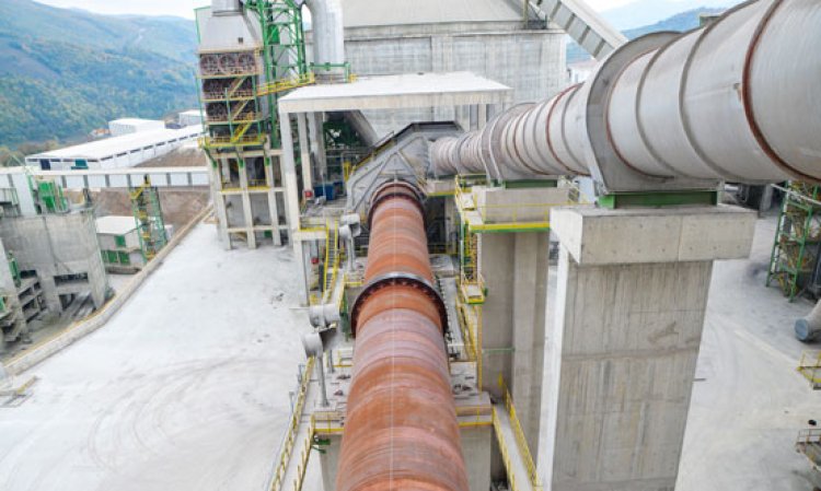 View of the kiln at Marmara Cement Factory.