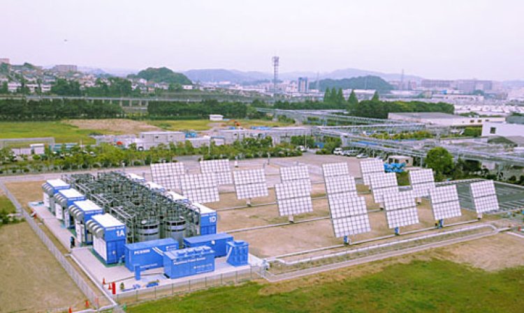 Solar PV system with adjacent battery storage at a Sumitomo Osaka Cement plant in Japan. Batteries are becoming increasingly flexible and compact and will play a significant role in the deployment of industrial microgrids. Source: Sumitomo Osaka Cement.