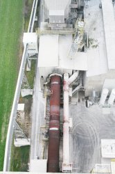 View of the kiln from the top of the preheater tower.