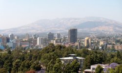View across Addis Ababa, the highest capital in Africa, rising to over 3000m in places.