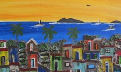 Painting of the Rocinha (Small Ranch) favela in Rio de Janeiro by resident 'Mery.'